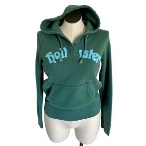 Vintage Y2K Hollister Santa Monica Green & Blue Hoodie - Size XL